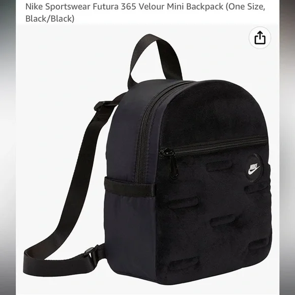 Nike Sportswear Futura Black Velour Mini Backpack Nike Sportswear Futura 365 Faux Fur Mini Backpack NWT | eBay main image 4